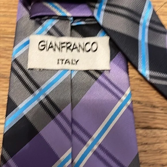 Gianfranco neck tie purple blue and black suit tie‎ - Picture 4 of 8